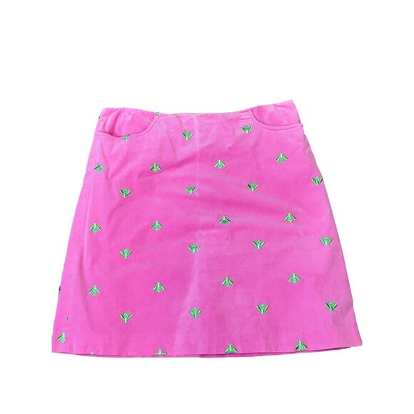 Vintage Lilly Pulitzer Pink Bee Embroidered A-Line Skirt Size 12 - Picture 1 of 5